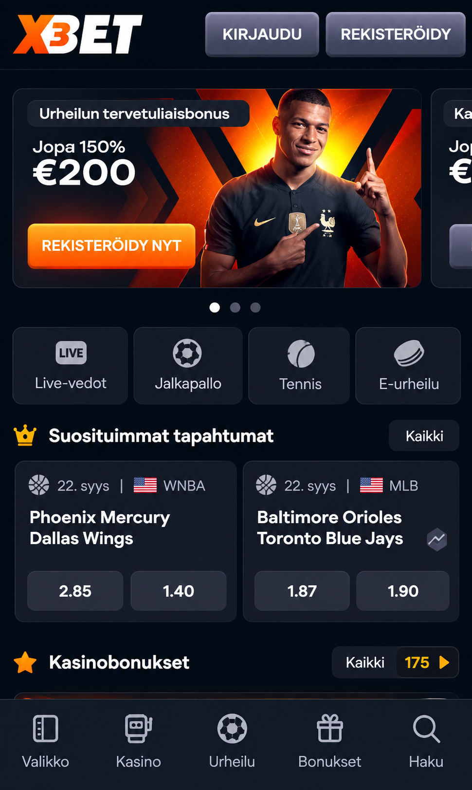 mobile x3bet screenshot